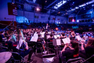 Blick ins Bl&auml;serklassenensemble, 23. November in der MBS Arena Potsdam