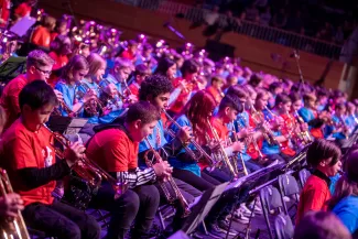 Kinder beim  Bl&auml;serklassenkonzert 2022