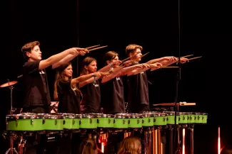 Schlagzeugensemble "Die Weberknechte" beim Gitarrenklassenkonzert in der Messehalle Frankfurt